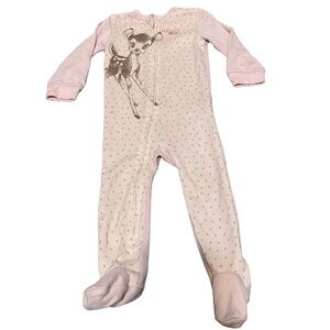 Disney Bambi Baby Girl 9 month Zip Up Sleeper Pink Romper Pyjamas Outfit 4/$20 🛑